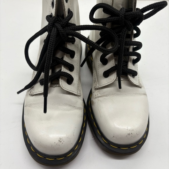 Dr. Martens Pascal boots white lace up moto combat docs women’s size 5 - Picture 3 of 5